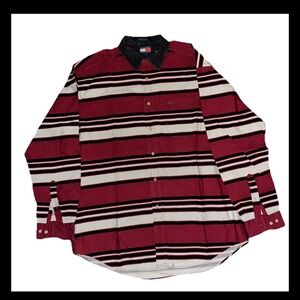 Vintage Tommy Hilfiger Hawley Men’s Striped Button Down Shirt Denim Collar Sz L